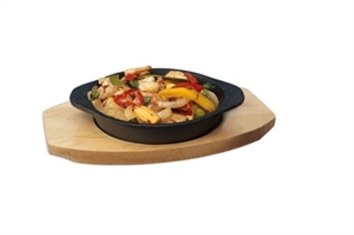 Cast iron round sizzler - iron, dish