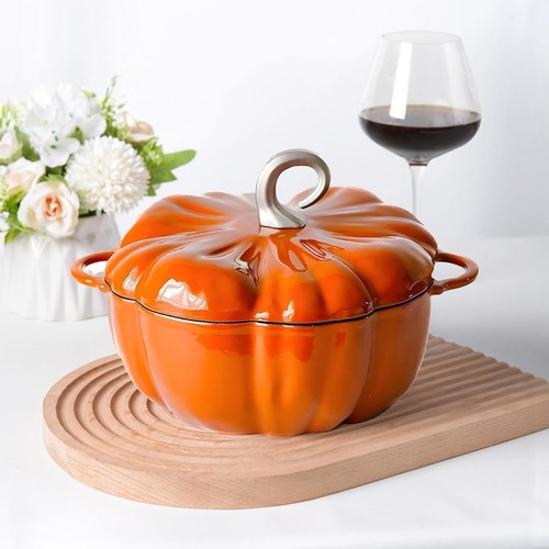 Pumpkin cast iron dutch oven - cast,